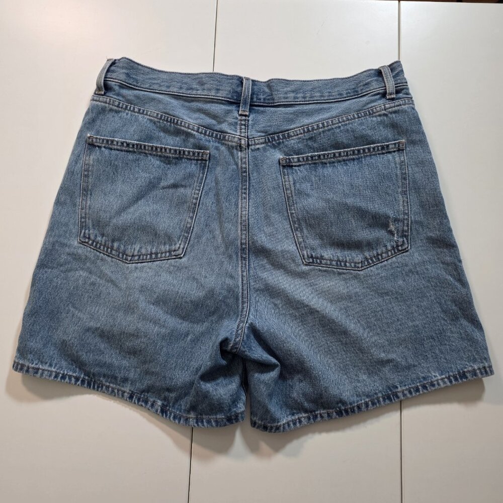Uniqlo Blue Denim Short Women 32 Cotton Beach Hippie Cottage Casual Zip Fly Boho - Picture 14 of 14